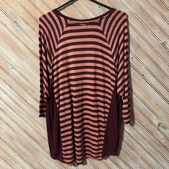 Michael Kors Pink & Burgundy Flowing Long Sleeve Blouse Top Stripped Embellish - Picture 6 of 7